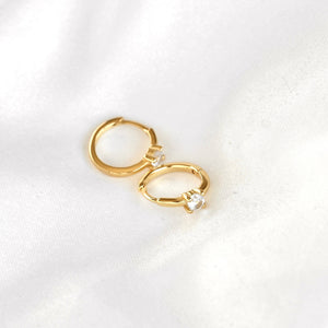 Baguette Diamond Huggies - Silver Everyday CZ Hoop Earrings