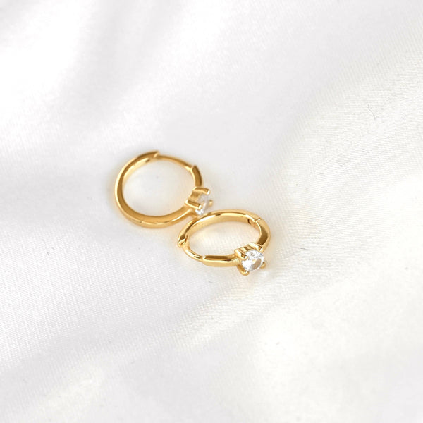 Baguette Diamond Huggies - Silver Everyday CZ Hoop Earrings