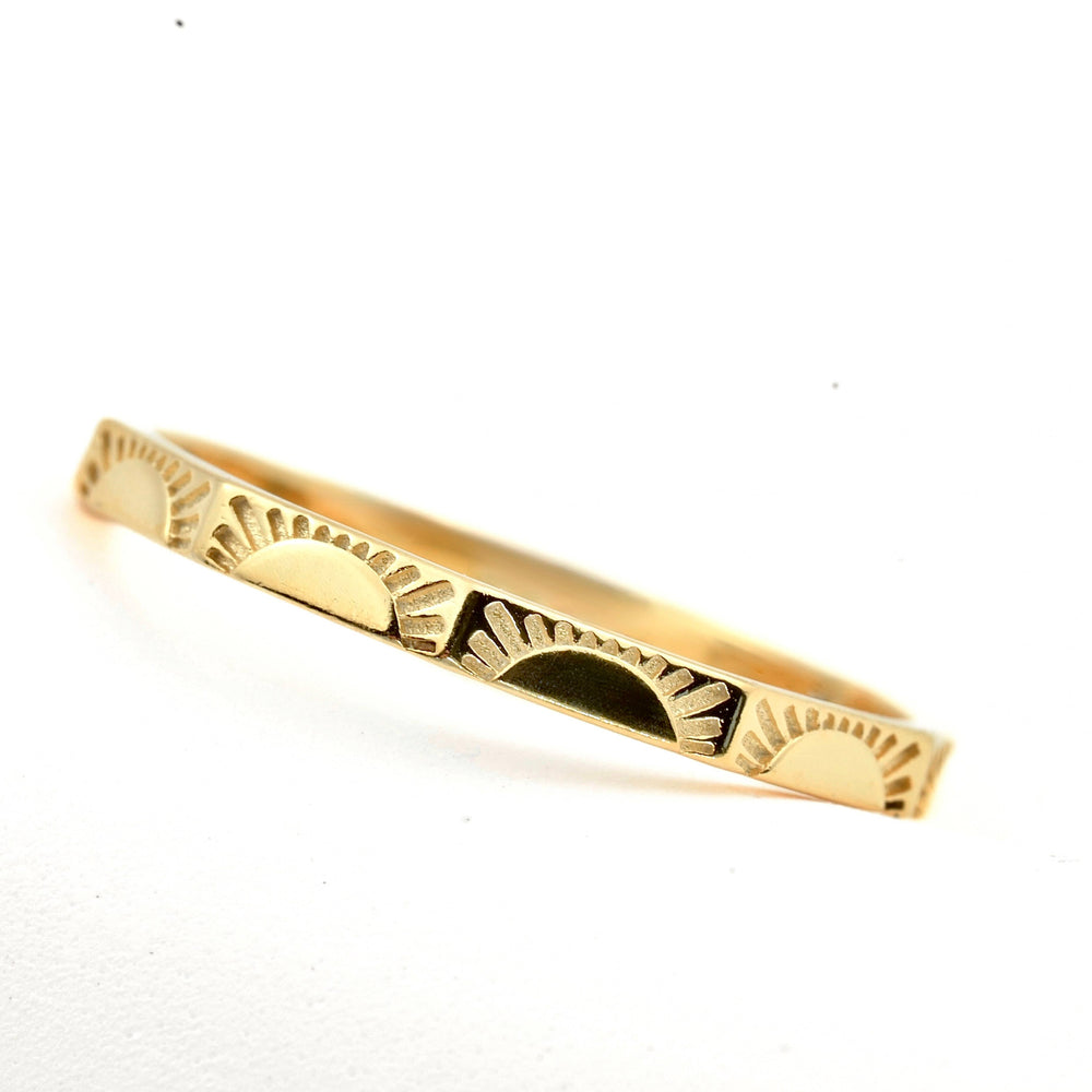 Angular Sun Ring - Sterling Silver Slim Sun Band