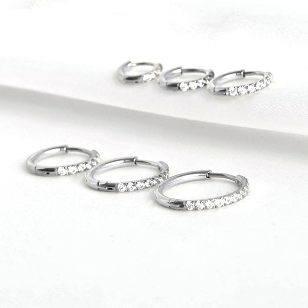 Pave Diamond Hoops - Tarnish-free Diamond Hoop Earrings