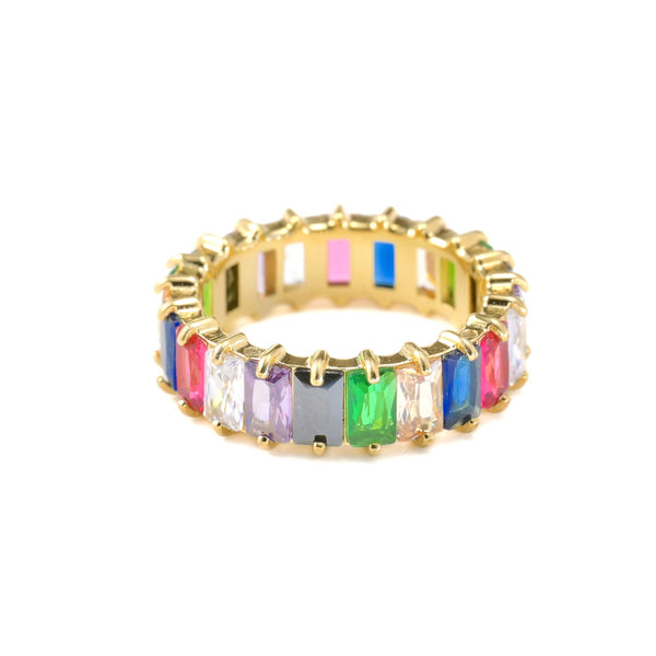 Baguette Diamond Ring - Wide Baguette-cut CZ Ring