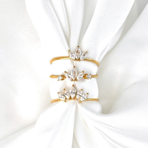 Marquise Diamond Ring - Stainless Steel CZ Lotus Ring