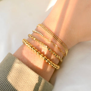 18k Gold Bracelets - Gold Beaded, Paperclip, Tennis Bracelet