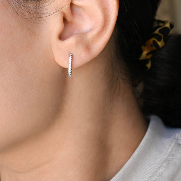 Diamond U Hoops - 925 Silver Pavé Link Hoop Earrings