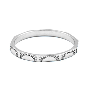 Angular Sun Ring - Sterling Silver Slim Sun Band