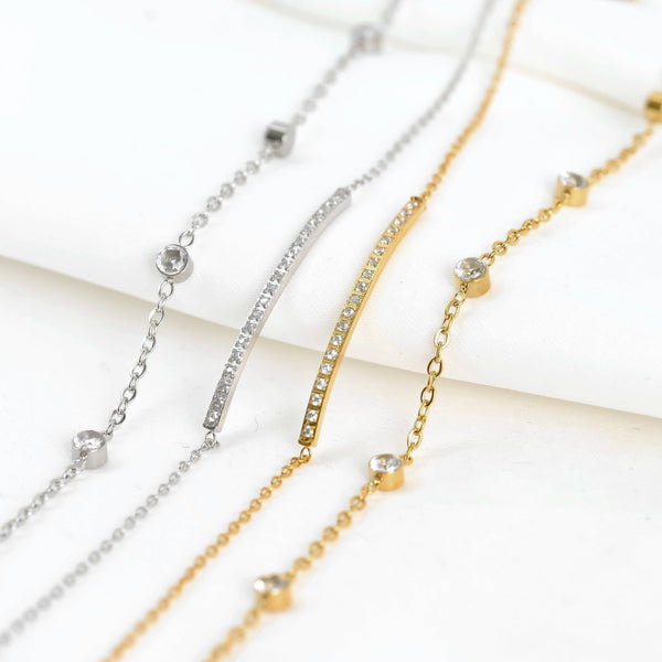 Silver Diamond Bracelet - Bezel Bracelet - Clover Bracelet