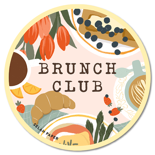 Brunch Club Vinyl Sticker – Coffee, Breakfast Illustration