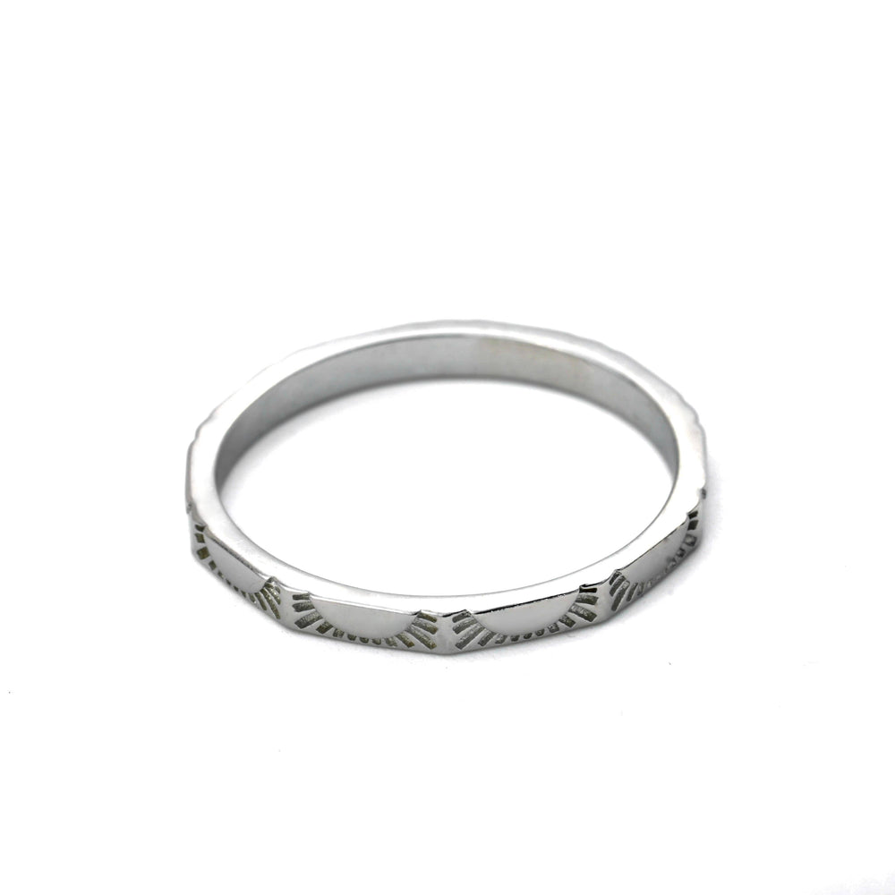 Angular Sun Ring - Sterling Silver Slim Sun Band