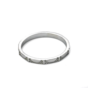 Angular Sun Ring - Sterling Silver Slim Sun Band