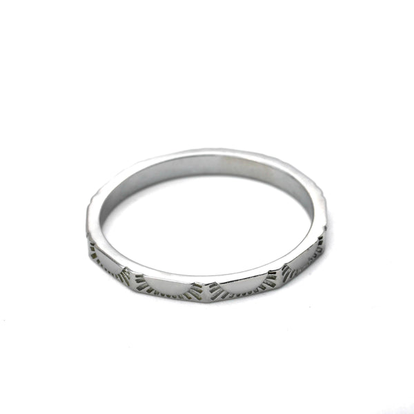 Angular Sun Ring - Sterling Silver Slim Sun Band