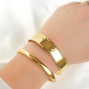 Hammered Cuff Bracelet - Waterproof Gold Statement Cuff