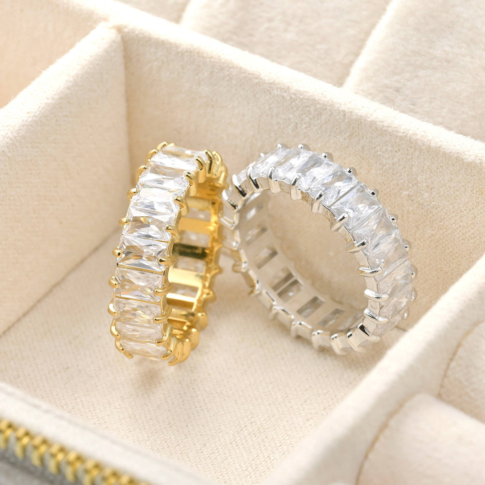 Baguette Diamond Ring - Wide Baguette-cut CZ Ring