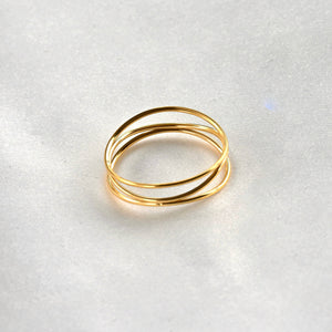Layered Gold Ring - Waterproof Stacked Wave Ring
