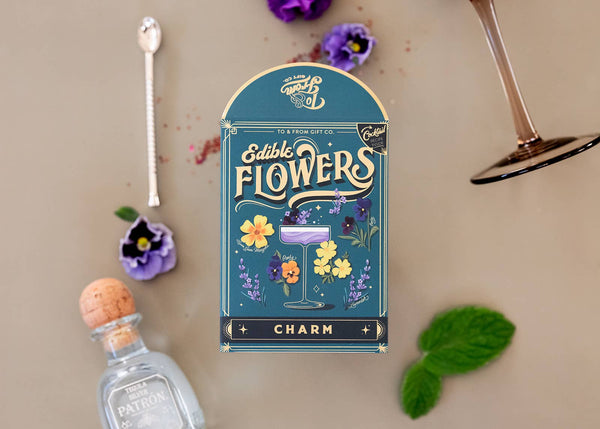 Seed Packet & Cocktail Recipe - Edible Flowers (Charm)