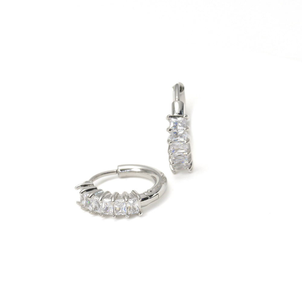 Baguette Diamond Hoops - Tarnish-free Small CZ Hoop Earrings