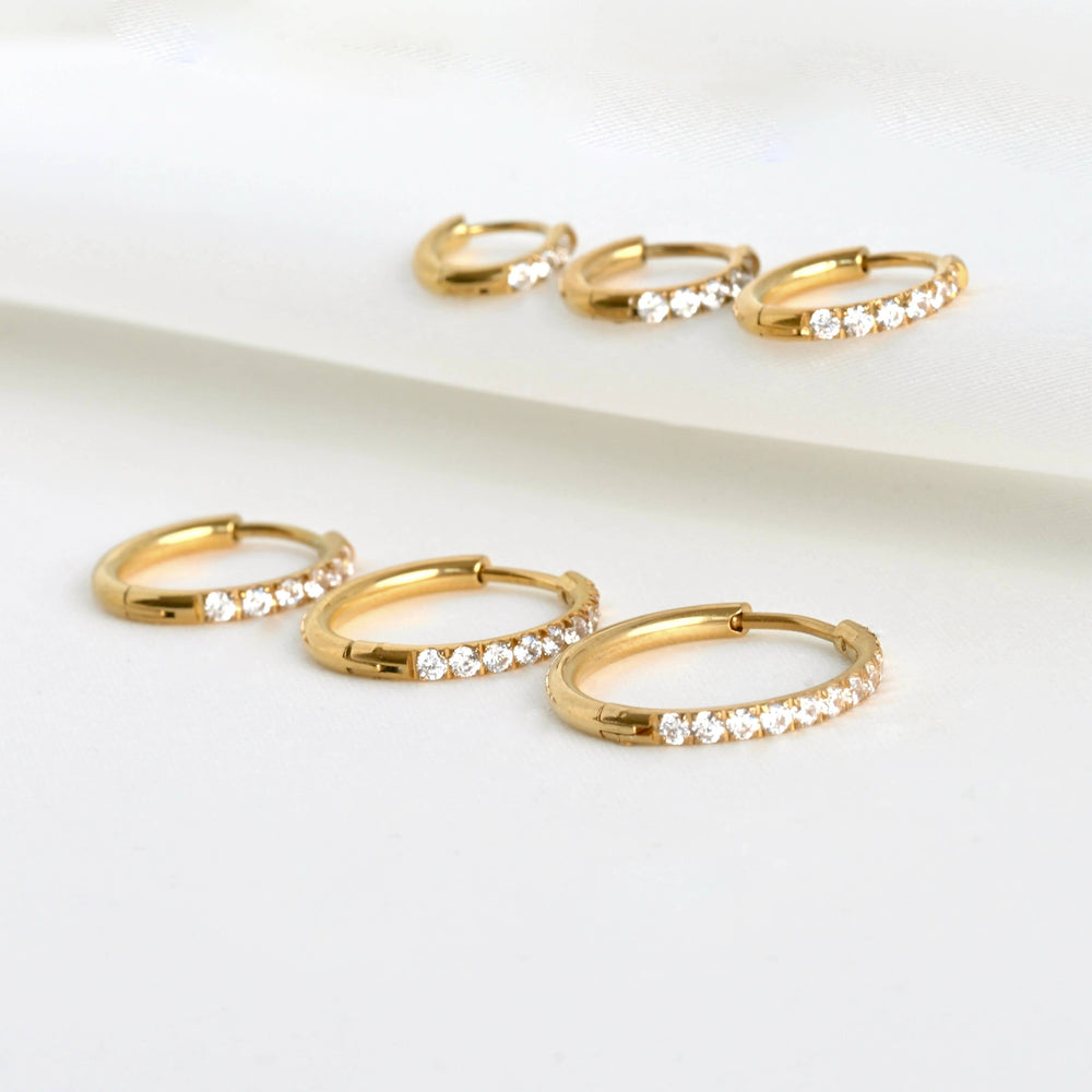 Pave Diamond Hoops - Tarnish-free Diamond Hoop Earrings