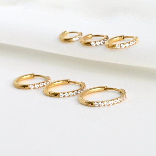 Pave Diamond Hoops - Tarnish-free Diamond Hoop Earrings