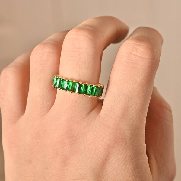 Baguette Diamond Ring - Wide Baguette-cut CZ Ring