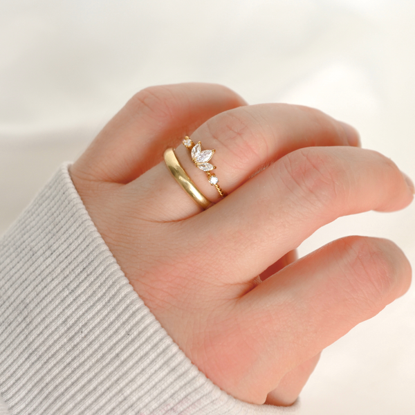 Marquise Diamond Ring - Stainless Steel CZ Lotus Ring