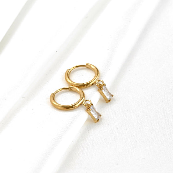 Waterproof Diamond Hoops - Diamond Charm Hoop Earrings