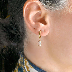 Waterproof Diamond Hoops - Diamond Charm Hoop Earrings