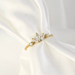 Marquise Diamond Ring - Stainless Steel CZ Lotus Ring