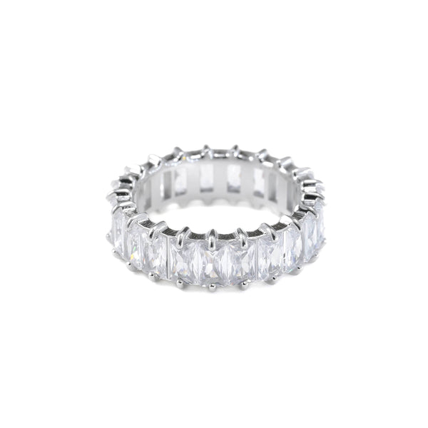 Baguette Diamond Ring - Wide Baguette-cut CZ Ring