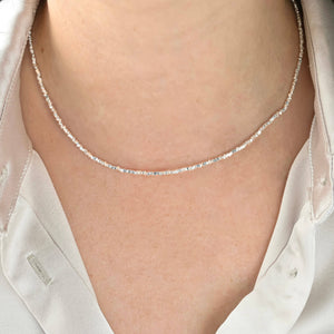 925 Sterling Silver Beaded Choker - Silver Bead Necklace