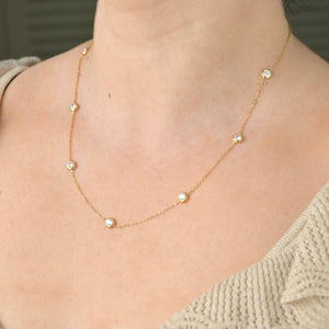 Bezel Station Necklace - Diamond Satellite Bezel Necklace