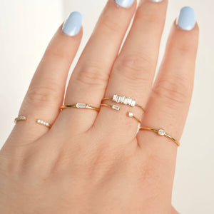 925 Silver Diamond Rings - Bezel Ring - Baguette Ring