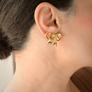Oversized Ribbon Studs - 18k Gold Large Bow Tie Earrings