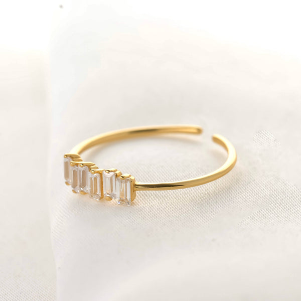 925 Silver Diamond Rings - Bezel Ring - Baguette Ring