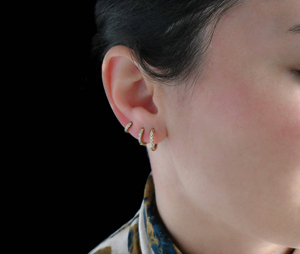 Pave Diamond Hoops - Tarnish-free Diamond Hoop Earrings