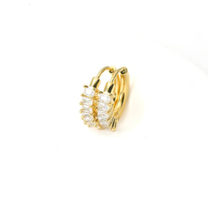 Baguette Diamond Hoops - Tarnish-free Small CZ Hoop Earrings