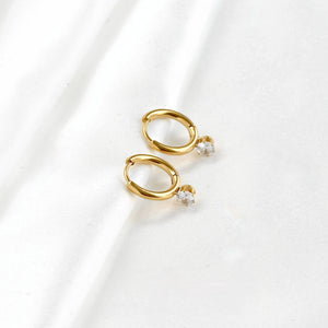 Waterproof Diamond Hoops - Diamond Charm Hoop Earrings