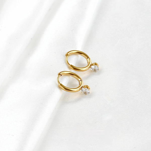 Waterproof Diamond Hoops - Diamond Charm Hoop Earrings