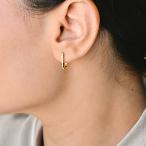 Diamond U Hoops - 925 Silver Pavé Link Hoop Earrings