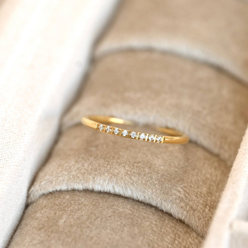 Thin Pave CZ Ring - Slim Stacker Ring - Pave Diamond Band