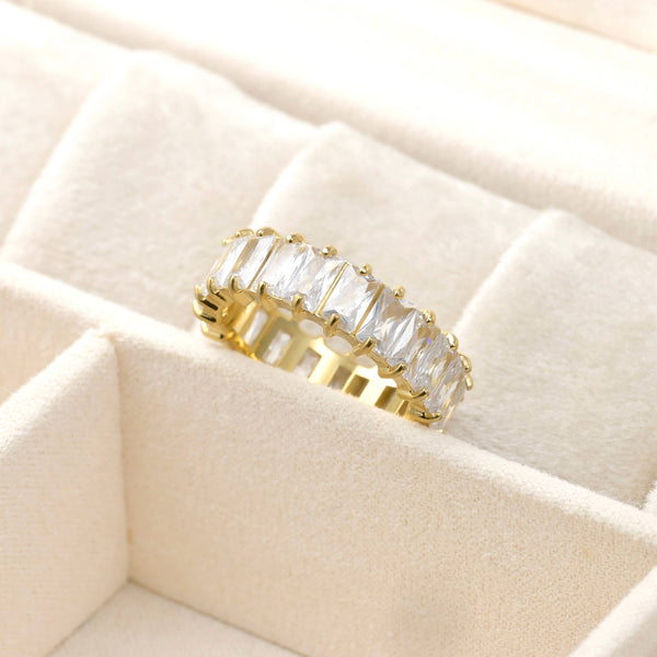 Baguette Diamond Ring - Wide Baguette-cut CZ Ring