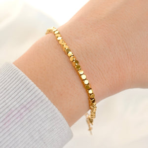 18k Gold Bracelets - Gold Beaded, Paperclip, Tennis Bracelet