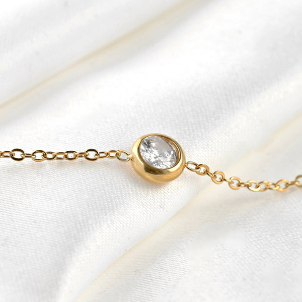 Bezel Station Necklace - Diamond Satellite Bezel Necklace