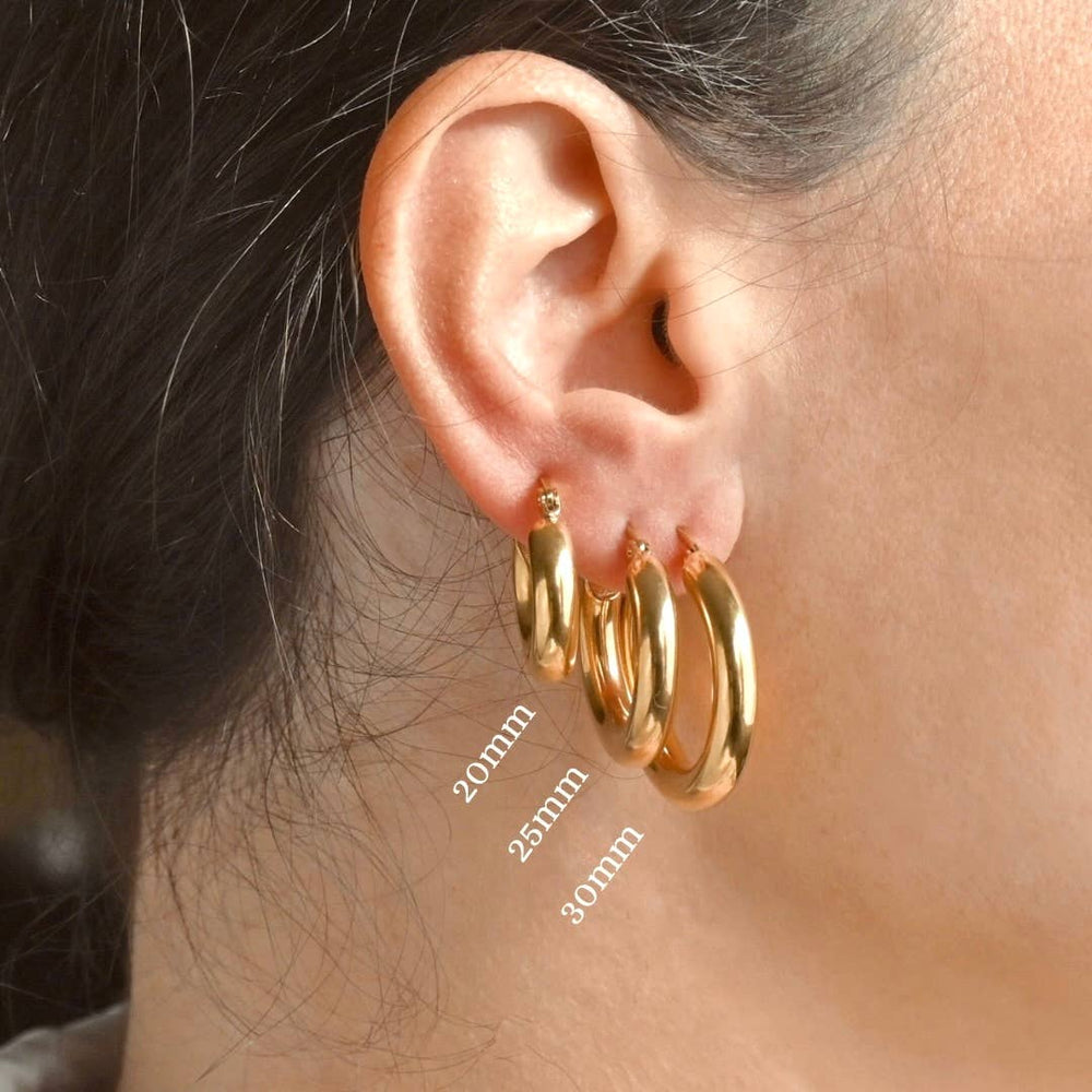 Small Thick Gold Hoop Earrings -  Tarnish-free Thick Hoops