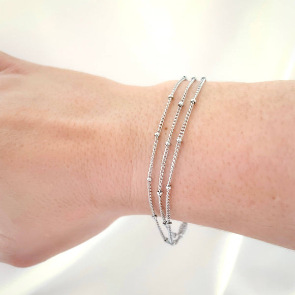 Layered Satellite Bracelet - Gold Beaded Chain Bracelet