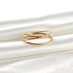 Layered Gold Ring - Waterproof Stacked Wave Ring