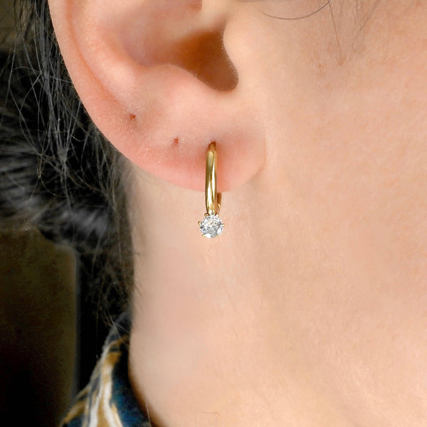 Waterproof Diamond Hoops - Diamond Charm Hoop Earrings