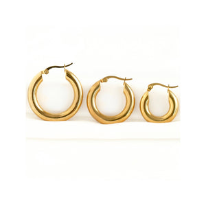 Small Thick Gold Hoop Earrings -  Tarnish-free Thick Hoops