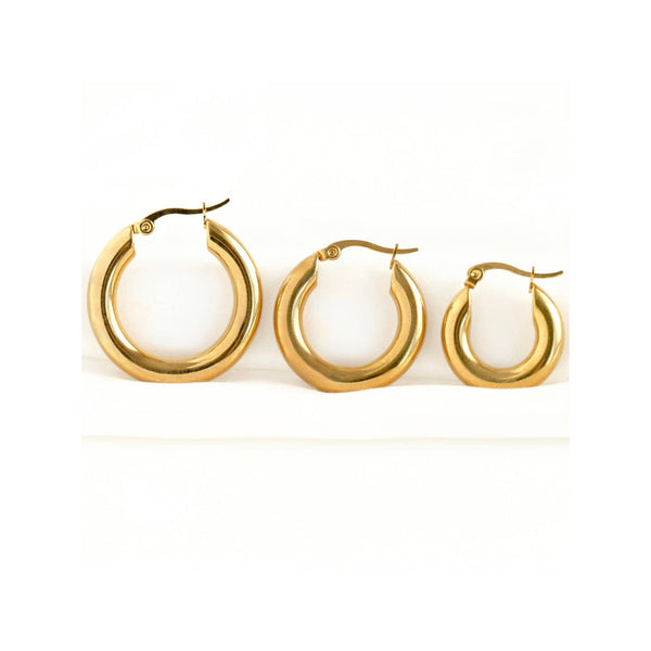 Small Thick Gold Hoop Earrings -  Tarnish-free Thick Hoops