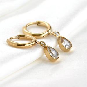 Waterproof Diamond Hoops - Diamond Charm Hoop Earrings
