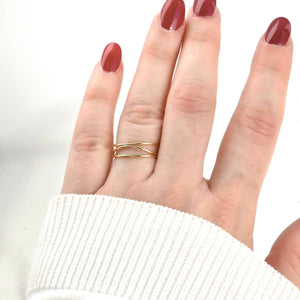 Layered Gold Ring - Waterproof Stacked Wave Ring