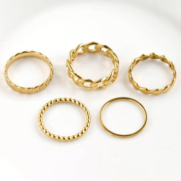 Dainty Gold Rings - Waterproof 18k Gold Stackable Rings